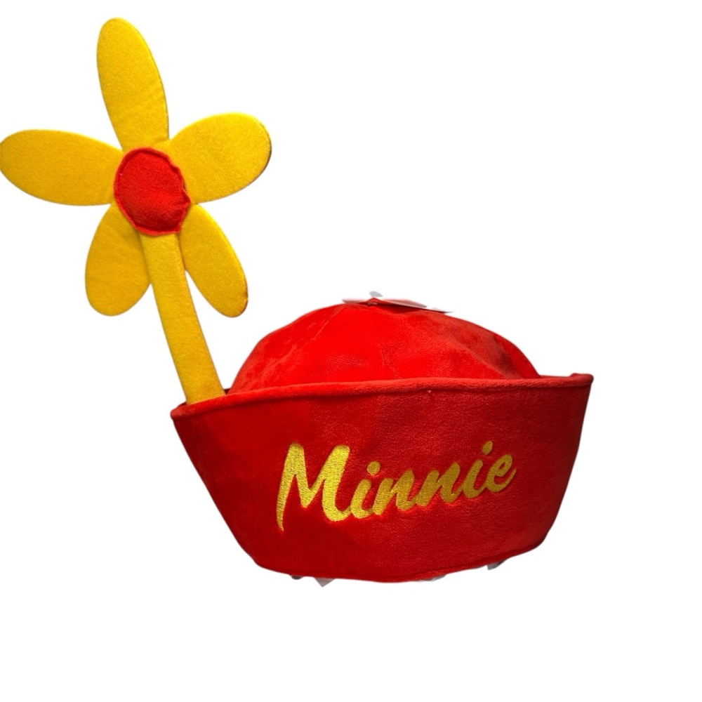 Disney Parks - Minnie Mouse Flower Embroidered Cosplay Red Hat- Rare! Women’s OS